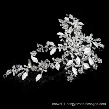 New design Silver Crystal flowers wedding tiara princess hair accessories for women